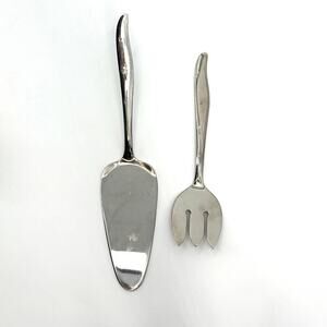 MARCREST Lot of 2 Atomic Starburst MCM Pie Server Cold Meat Fork Stainless USA